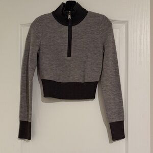 Edikted Gray and Black Crop Top Sweater with Pants
